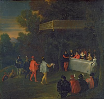 A Meal Served to Henri IV, Marie de Medicis, Elisabeth de France, and the Dauphin Louis in the Forest of Fontainebleau by Nicolas Labbe